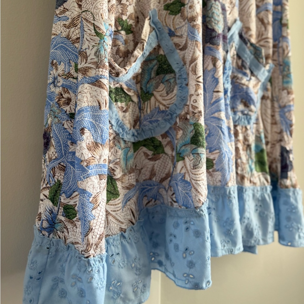 Free People Y2K Boho Floral Sleeveless Tunic Dress - Light Blue - Size Medium - Picture 14 of 16